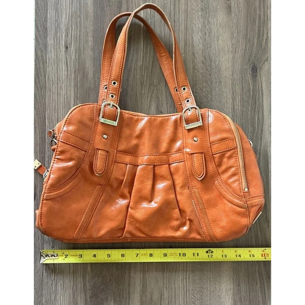 Vintage Maxx New York Orange Purse, Y2K, Zippers Leopard Print, Shoulder bag